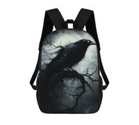 sinyumoney Mochila Infantil 3D Dark Raven on Branch Mochilas Estampadas Mochila Escolar Mochilas Escolares Ligeras Mochila Divertida Y Moderna Mochila De Día Para Estudiantes Para Niños 17inch