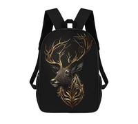 sinyumoney Mochila Infantil 3D Deer Black Gold Mochilas Estampadas Mochila Escolar Ligera Mochila Escolar Divertida Y Moderna Mochila De Día Para Estudiantes Para Niños 17inch