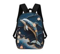 sinyumoney Mochila Infantil 3D Dolphin Kintsugi Art Mochilas Estampadas Mochila Escolar Mochilas Escolares Ligeras Mochila Divertida Y Moderna Mochila De Día Para Estudiantes Para Niños 17inch