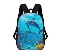 sinyumoney Mochila Infantil 3D Dolphin Underwater Mochilas Estampadas Mochila Escolar Mochilas Escolares Ligeras Mochila Divertida Y Moderna Mochila De Día Para Estudiantes Para Niños 17inch