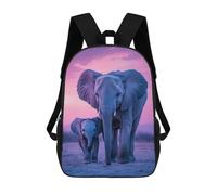 sinyumoney Mochila Infantil 3D Elephant Family at Sunset Mochilas Estampadas Mochila Escolar Ligera Mochila Escolar Divertida Y Moderna Mochila De Día Para Estudiantes Para Niños 17inch