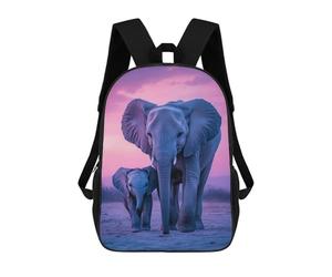 sinyumoney Mochila Infantil 3D Elephant Family at Sunset Mochilas Estampadas Mochila Escolar Ligera Mochila Escolar Divertida Y Moderna Mochila De Día Para Estudiantes Para Niños 17inch