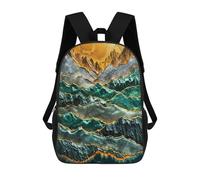 sinyumoney Mochila Infantil 3D Emerald Mountains Golden Dawn Mochilas Estampadas Mochila Escolar Ligera Mochila Escolar Divertida Y Moderna Mochila De Día Para Estudiantes Para Niños 17inch