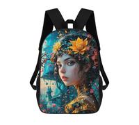 sinyumoney Mochila Infantil 3D Fantasy Woman with Flowers Mochilas Estampadas Mochila Escolar Mochilas Escolares Ligeras Mochila Divertida Y Moderna Mochila De Día Para Estudiantes Para Niños 17inch