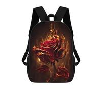 sinyumoney Mochila Infantil 3D Flaming Red Rose Artwork Mochilas Estampadas Mochila Escolar Mochilas Escolares Ligeras Mochila Divertida Y Moderna Mochila De Día Para Estudiantes Para Niños 17inch