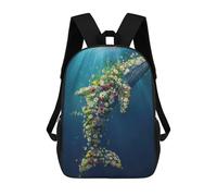 sinyumoney Mochila Infantil 3D Floral Whale Deep Ocean Mochilas Estampadas Mochila Escolar Ligera Mochila Escolar Divertida Y Moderna Mochila De Día Para Estudiantes Para Niños 17inch