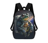 sinyumoney Mochila Infantil 3D Frog Astronaut in Space-3 Mochilas Estampadas Mochila Escolar Mochilas Escolares Ligeras Mochila Divertida Y Moderna Mochila De Día Para Estudiantes Para Niños 17inch