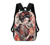 sinyumoney Mochila Infantil 3D Geisha Japan Mochilas Estampadas Mochila Escolar Ligera Mochila Escolar Divertida Y Moderna Mochila De Día Para Estudiantes Para Niños 17inch