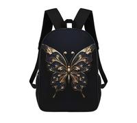 sinyumoney Mochila Infantil 3D Gold Dark Butterfly Mochilas Estampadas Mochila Escolar Mochilas Escolares Ligeras Mochila Divertida Y Moderna Mochila De Día Para Estudiantes Para Niños 17inch