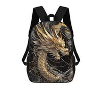 sinyumoney Mochila Infantil 3D Golden Dragon Majesty Mochilas Estampadas Mochila Escolar Mochilas Escolares Ligeras Mochila Divertida Y Moderna Mochila De Día Para Estudiantes Para Niños 17inch