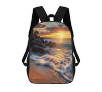 sinyumoney Mochila Infantil 3D Golden Rays on Shores Mochilas Estampadas Mochila Escolar Ligera Mochila Escolar Divertida Y Moderna Mochila De Día Para Estudiantes Para Niños 17inch