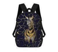sinyumoney Mochila Infantil 3D Golden Zebra Mochilas Estampadas Mochila Escolar Mochilas Escolares Ligeras Mochila Divertida Y Moderna Mochila De Día Para Estudiantes Para Niños 17inch