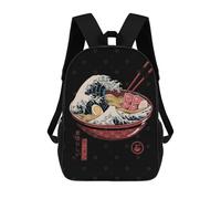 sinyumoney Mochila Infantil 3D Great Ramen Wave Mochilas Estampadas Mochila Escolar Mochilas Escolares Ligeras Mochila Divertida Y Moderna Mochila De Día Para Estudiantes Para Niños 17inch