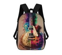 sinyumoney Mochila Infantil 3D Guitar Oil Painting Mochilas Estampadas Mochila Escolar Ligera Mochila Escolar Divertida Y Moderna Mochila De Día Para Estudiantes Para Niños 17inch