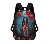 sinyumoney Mochila Infantil 3D Halloween Girl with Pumpkins Mochilas Estampadas Mochila Escolar Ligera Mochila Escolar Divertida Y Moderna Mochila De Día Para Estudiantes Para Niños 17inch