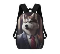 sinyumoney Mochila Infantil 3D Husky Dog Suit Animal Mochilas Estampadas Mochila Escolar Ligera Mochila Escolar Divertida Y Moderna Mochila De Día Para Estudiantes Para Niños 17inch