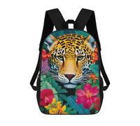 sinyumoney Mochila Infantil 3D Jaguar Tropical Bloom Mochilas Estampadas Mochila Escolar Ligera Mochila Escolar Divertida Y Moderna Mochila De Día Para Estudiantes Para Niños 17inch