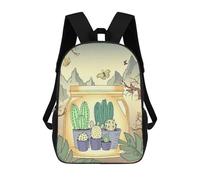 sinyumoney Mochila Infantil 3D Japanese Cactus Vintage Mochilas Estampadas Mochila Escolar Ligera Mochila Escolar Divertida Y Moderna Mochila De Día Para Estudiantes Para Niños 17inch