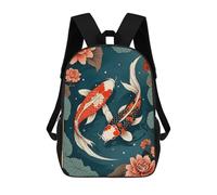 sinyumoney Mochila Infantil 3D Koi Fish Japanese Mochilas Estampadas Mochila Escolar Mochilas Escolares Ligeras Mochila Divertida Y Moderna Mochila De Día Para Estudiantes Para Niños 17inch