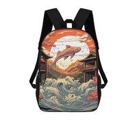 sinyumoney Mochila Infantil 3D Koi Japanese Landscapes Mochilas Estampadas Mochila Escolar Mochilas Escolares Ligeras Mochila Divertida Y Moderna Mochila De Día Para Estudiantes Para Niños 17inch