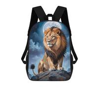 sinyumoney Mochila Infantil 3D Lion Under Moonlight Mochilas Estampadas Mochila Escolar Ligera Mochila Escolar Divertida Y Moderna Mochila De Día Para Estudiantes Para Niños 17inch
