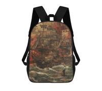 sinyumoney Mochila Infantil 3D Lone Ship Sails The Ocean Mochilas Estampadas Mochila Escolar Ligera Mochila Escolar Divertida Y Moderna Mochila De Día Para Estudiantes Para Niños 17inch