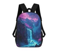 sinyumoney Mochila Infantil 3D Magical Mountain Waterfall Mochilas Estampadas Mochila Escolar Ligera Mochila Escolar Divertida Y Moderna Mochila De Día Para Estudiantes Para Niños 17inch