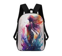 sinyumoney Mochila Infantil 3D Mermaid Watercolors Mochilas Estampadas Mochila Escolar Ligera Mochila Escolar Divertida Y Moderna Mochila De Día Para Estudiantes Para Niños 17inch