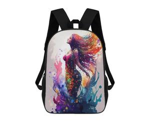 sinyumoney Mochila Infantil 3D Mermaid Watercolors Mochilas Estampadas Mochila Escolar Ligera Mochila Escolar Divertida Y Moderna Mochila De Día Para Estudiantes Para Niños 17inch
