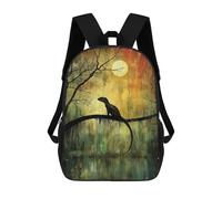 sinyumoney Mochila Infantil 3D Moonlit Lizard Mochilas Estampadas Mochila Escolar Mochilas Escolares Ligeras Mochila Divertida Y Moderna Mochila De Día Para Estudiantes Para Niños 17inch