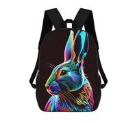 sinyumoney Mochila Infantil 3D Neon Rabbit Portrait Mochilas Estampadas Mochila Escolar Mochilas Escolares Ligeras Mochila Divertida Y Moderna Mochila De Día Para Estudiantes Para Niños 17inch
