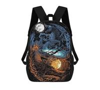 sinyumoney Mochila Infantil 3D Norse Viking Wolves Myth Mochilas Estampadas Mochila Escolar Ligera Mochila Escolar Divertida Y Moderna Mochila De Día Para Estudiantes Para Niños 17inch