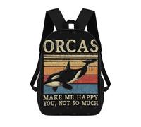 sinyumoney Mochila Infantil 3D Orca Killer Whale Saying Mochilas Estampadas Mochila Escolar Mochilas Escolares Ligeras Mochila Divertida Y Moderna Mochila De Día Para Estudiantes Para Niños 17inch