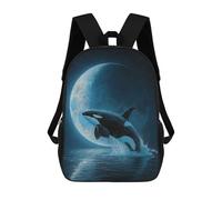sinyumoney Mochila Infantil 3D Orca Leaping Under The Moon Mochilas Estampadas Mochila Escolar Mochilas Escolares Ligeras Mochila Divertida Y Moderna Mochila De Día Para Estudiantes Para Niños 17inch