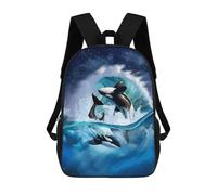 sinyumoney Mochila Infantil 3D Orcas Leaping Through Waves Mochilas Estampadas Mochila Escolar Mochilas Escolares Ligeras Mochila Divertida Y Moderna Mochila De Día Para Estudiantes Para Niños 17inch
