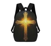 sinyumoney Mochila Infantil 3D Ornate Golden Cross Mochilas Estampadas Mochila Escolar Mochilas Escolares Ligeras Mochila Divertida Y Moderna Mochila De Día Para Estudiantes Para Niños 17inch