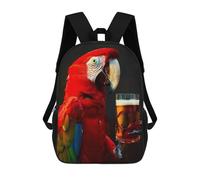 sinyumoney Mochila Infantil 3D Parrot Beer Mochilas Estampadas Mochila Escolar Mochilas Escolares Ligeras Mochila Divertida Y Moderna Mochila De Día Para Estudiantes Para Niños 17inch