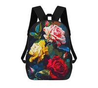 sinyumoney Mochila Infantil 3D Pink Red Yellow Roses Mochilas Estampadas Mochila Escolar Ligera Mochila Escolar Divertida Y Moderna Mochila De Día Para Estudiantes Para Niños 17inch