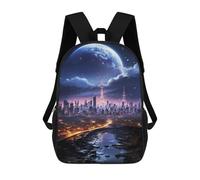 sinyumoney Mochila Infantil 3D Planetary Vista City Mochilas Estampadas Mochila Escolar Ligera Mochila Escolar Divertida Y Moderna Mochila De Día Para Estudiantes Para Niños 17inch