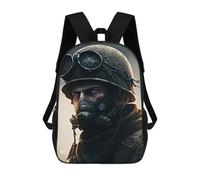 sinyumoney Mochila Infantil 3D Portrait of A War Soldier Mochilas Estampadas Mochila Escolar Ligera Mochila Escolar Divertida Y Moderna Mochila De Día Para Estudiantes Para Niños 17inch