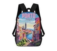 sinyumoney Mochila Infantil 3D Portugal Porto Mochilas Estampadas Mochila Escolar Mochilas Escolares Ligeras Mochila Divertida Y Moderna Mochila De Día Para Estudiantes Para Niños 17inch