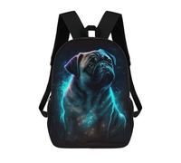 sinyumoney Mochila Infantil 3D Pug Dog Glowing Mochilas Estampadas Mochila Escolar Mochilas Escolares Ligeras Mochila Divertida Y Moderna Mochila De Día Para Estudiantes Para Niños 17inch
