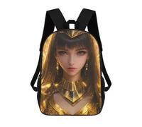 sinyumoney Mochila Infantil 3D Queen Cleopatra in Gold Mochilas Estampadas Mochila Escolar Ligera Mochila Escolar Divertida Y Moderna Mochila De Día Para Estudiantes Para Niños 17inch