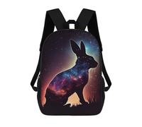 sinyumoney Mochila Infantil 3D Rabbit Galaxy Mochilas Estampadas Mochila Escolar Ligera Mochila Escolar Divertida Y Moderna Mochila De Día Para Estudiantes Para Niños 17inch