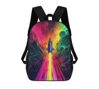 sinyumoney Mochila Infantil 3D Rainbow Space Shuttle Mochilas Estampadas Mochila Escolar Mochilas Escolares Ligeras Mochila Divertida Y Moderna Mochila De Día Para Estudiantes Para Niños 17inch
