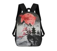 sinyumoney Mochila Infantil 3D Red Moon Japan Mochilas Estampadas Mochila Escolar Mochilas Escolares Ligeras Mochila Divertida Y Moderna Mochila De Día Para Estudiantes Para Niños 17inch
