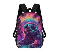 sinyumoney Mochila Infantil 3D Retro Sloth in Sunglasses Mochilas Estampadas Mochila Escolar Ligera Mochila Escolar Divertida Y Moderna Mochila De Día Para Estudiantes Para Niños 17inch