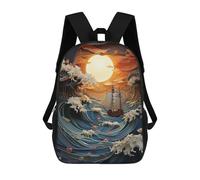 sinyumoney Mochila Infantil 3D Sailboat in Storm Art Mochilas Estampadas Mochila Escolar Mochilas Escolares Ligeras Mochila Divertida Y Moderna Mochila De Día Para Estudiantes Para Niños 17inch
