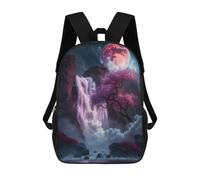 sinyumoney Mochila Infantil 3D Sakura Waterfall Mochilas Estampadas Mochila Escolar Ligera Mochila Escolar Divertida Y Moderna Mochila De Día Para Estudiantes Para Niños 17inch