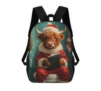 sinyumoney Mochila Infantil 3D Santa Cow Reading Mochilas Estampadas Mochila Escolar Mochilas Escolares Ligeras Mochila Divertida Y Moderna Mochila De Día Para Estudiantes Para Niños 17inch